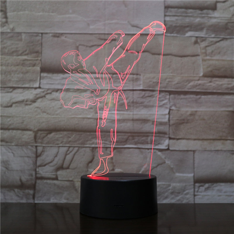 Karate Table Lamp USB Taekwondo Bedroom Lighting Decor Kid Gift 7/16 Colors Night Light Creative 3D LED Light Gradient Vision