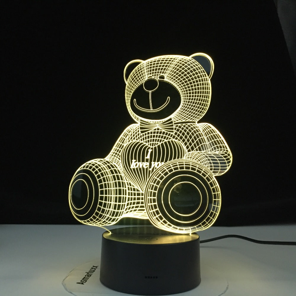 Hot Selling Loving Bear 3d Lamp Colorful Gradual Nightlight Led Touch Gift 3d Vision Table Lamps For Living Room Desk Lamp
