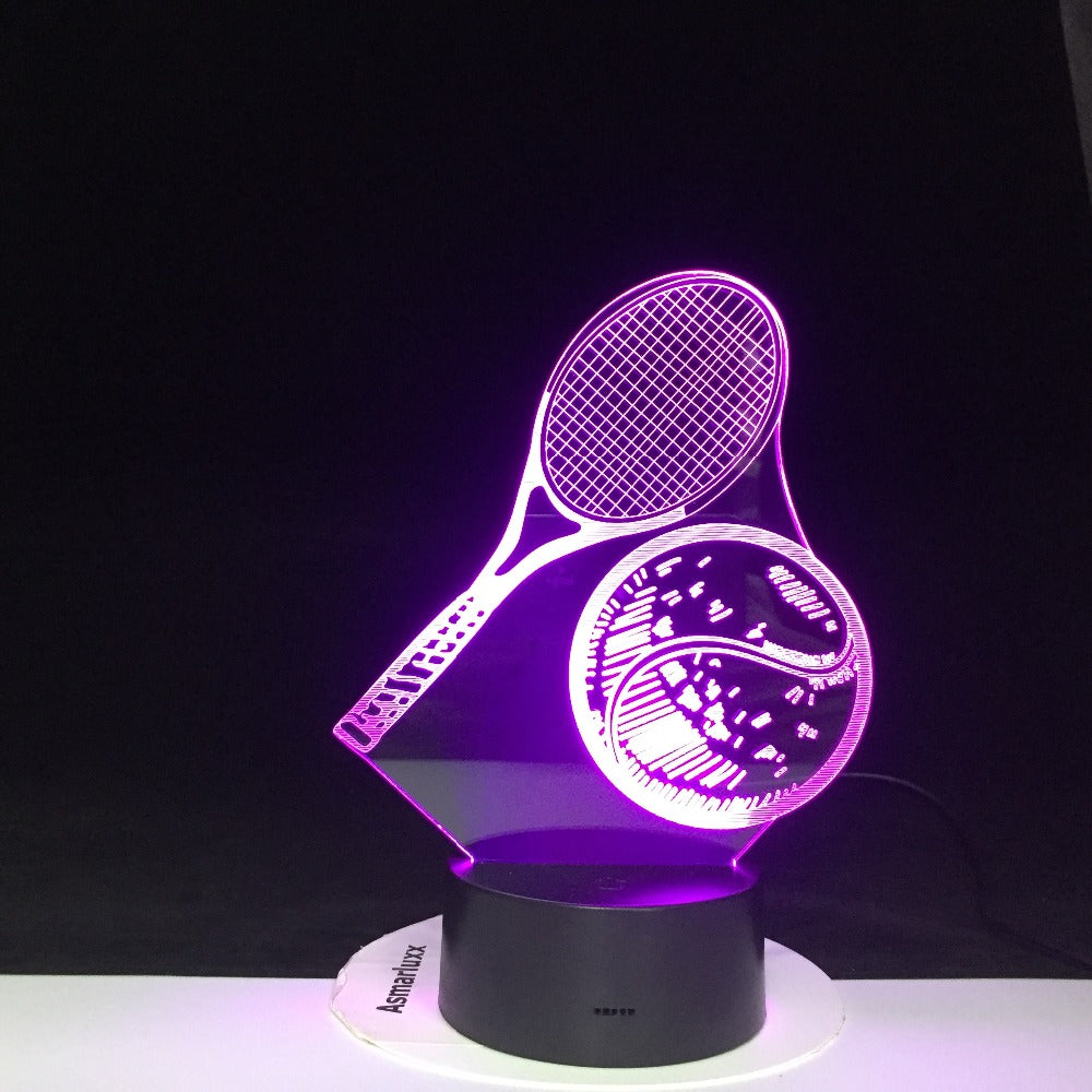 Modelling 3D LED Tennis Night Light 7 Colors Changing USB Table Lamp Tennis Fans Home Decor Sleep Luminaria Light Gifts 4303