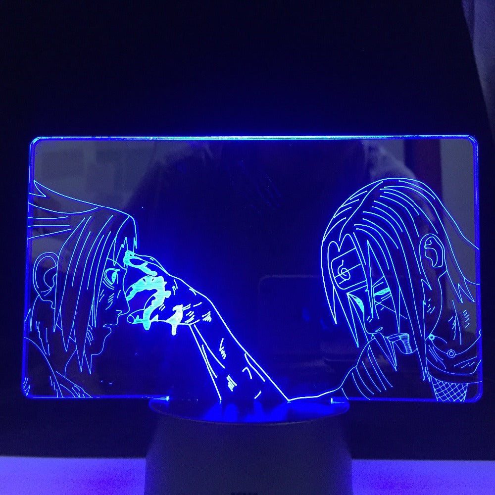 ITACHI SASUKE FOREHEAD LED ANIME LAMP 3D NARUTOThe Japanese Anime Remote Control Colors Base Atmosphere 3d Night Light Lamp