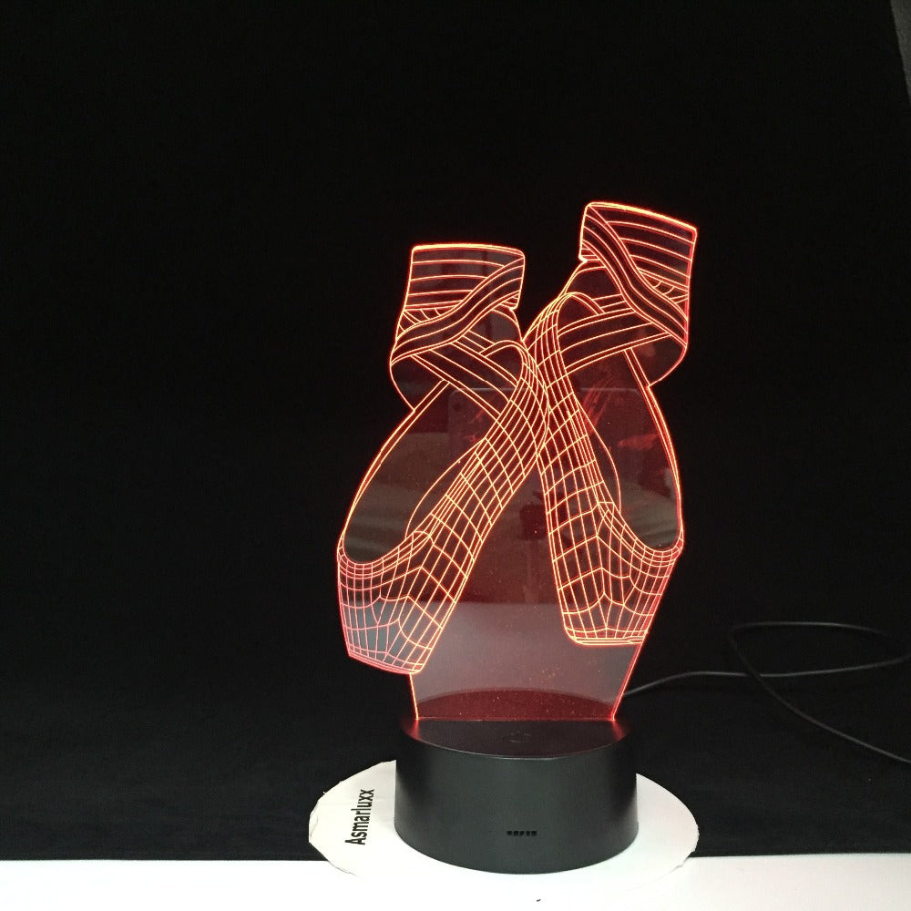 Ballet Shoes Shape 3D LED Night Lights Colorful Led USB Table Lamp Girl Bedside Decor Creative Lighting Gift Dropshipping 1827