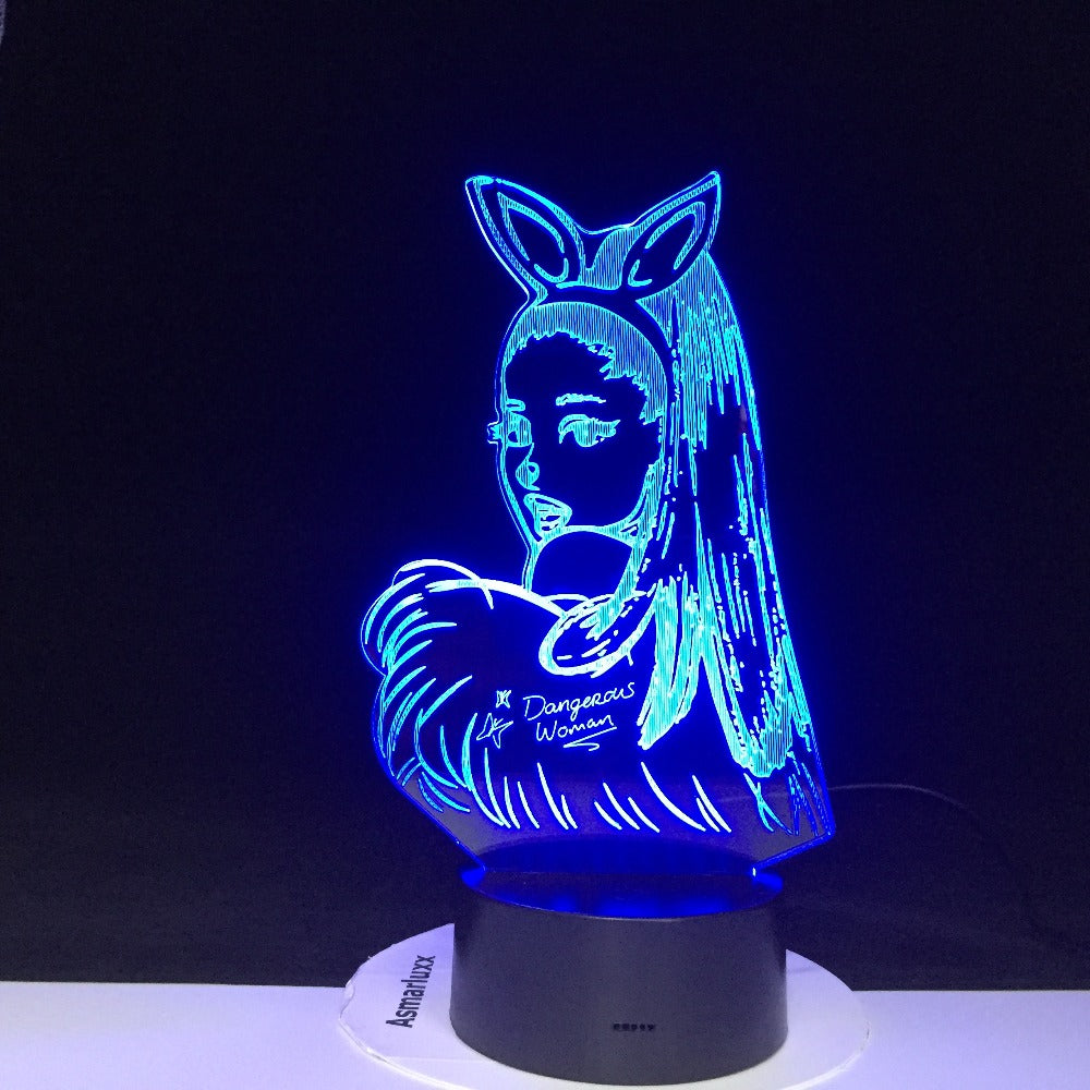 Celebrity Singer Ariana Grande Poster Cat Girl Fans Gift for Bedroom Decorative 3d Led Night Light 3d Lamp Table Nightlight 3987