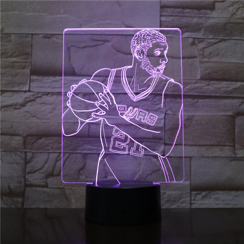 Basketball Star Tim Duncan 3D LED Lamp Cool Gift for Infant Bright Base Fast Delivery Led Night Light Lamp Battery Operated 2764