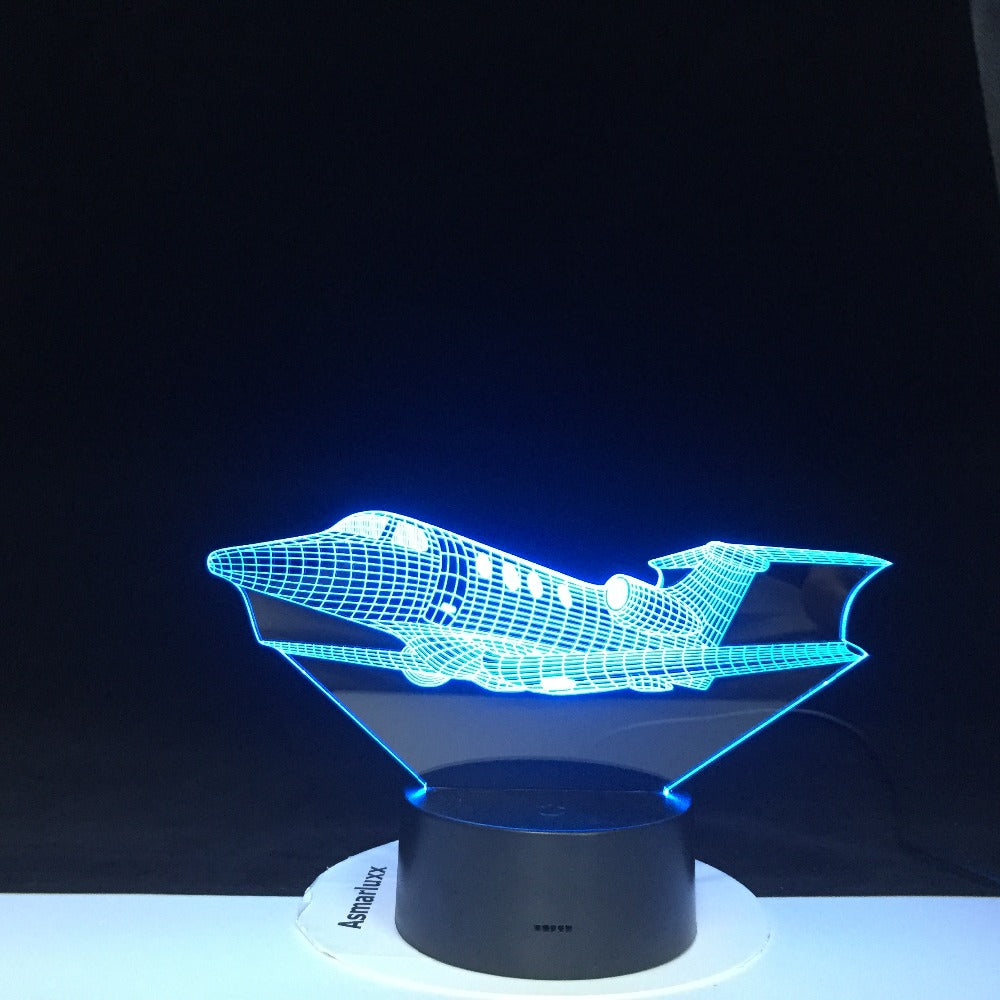 Air Plane 3D LED Night Light 16 Colors Changing Lamp Aircraft Christmas Light Acrylic Illusion Desk Lamp For Kids Drop Gift 2074