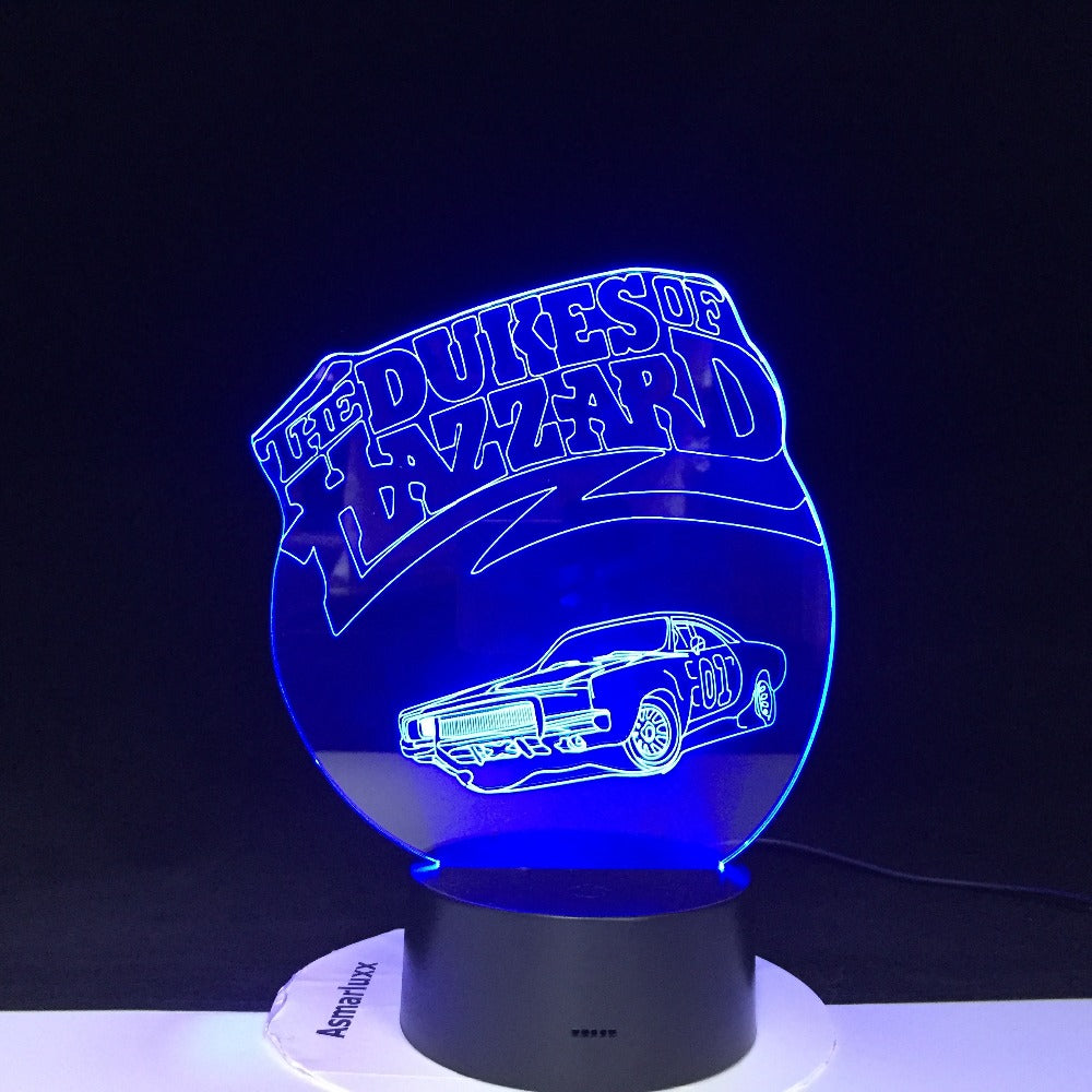 The DUKES OF HAZZARD Night Light Multi 3D Color LED RGBW Lighting Luminaria Table Kids Christmas Gift Birthday Dropship 4077