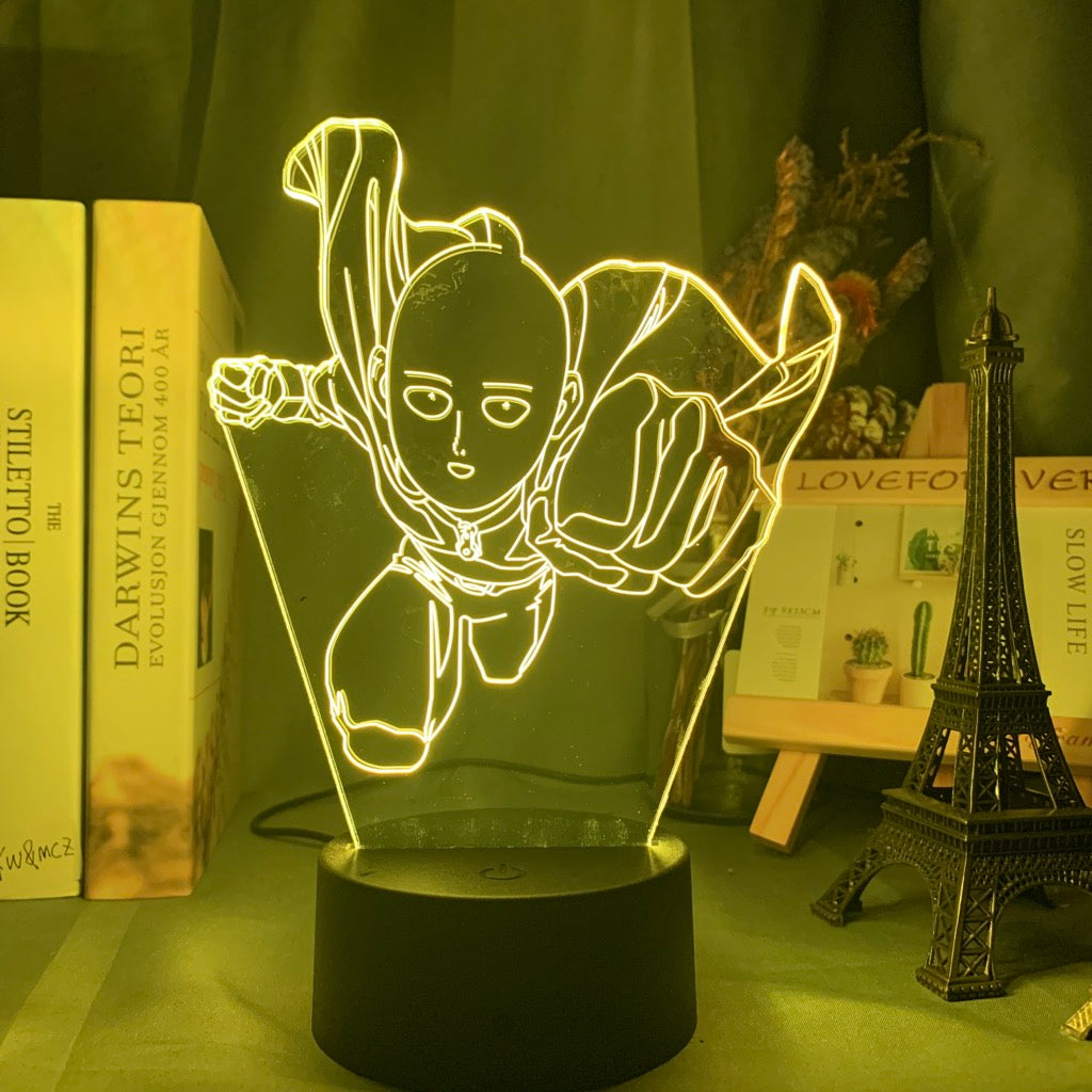 One Punch Man Saitama Figure Led Night Light Lamp for Home Decoration Nightlight Cool Manga Store Decor Ideas Table 3d Light