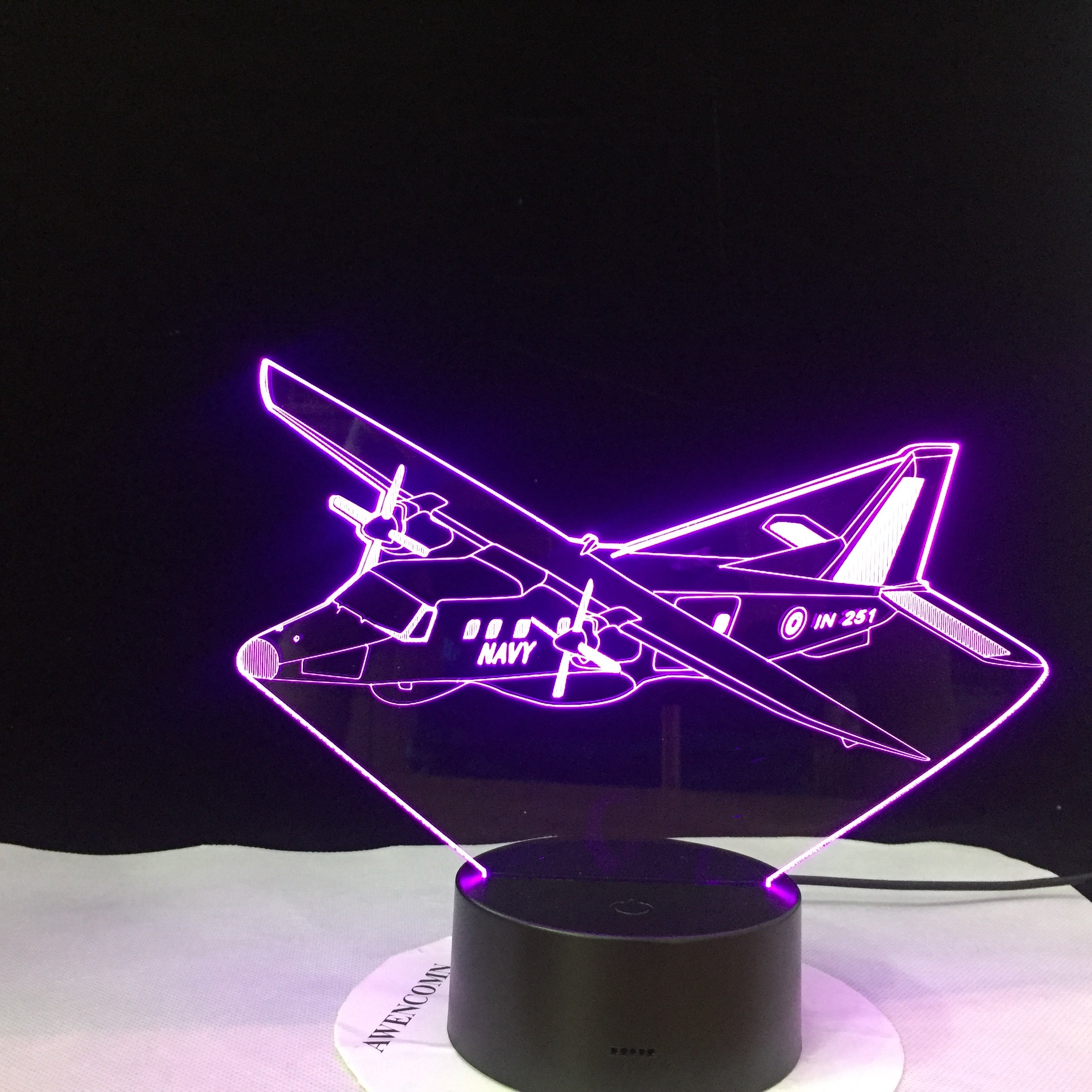 Air Craft Airplane Toy 3D Night Lamp with Touch / Remote Control LED Light Christmas Gifts Kids Hobbies