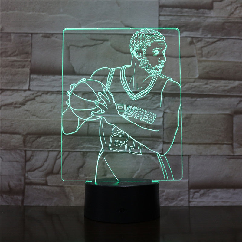 Basketball Star Tim Duncan 3D LED Lamp Cool Gift for Infant Bright Base Fast Delivery Led Night Light Lamp Battery Operated 2764
