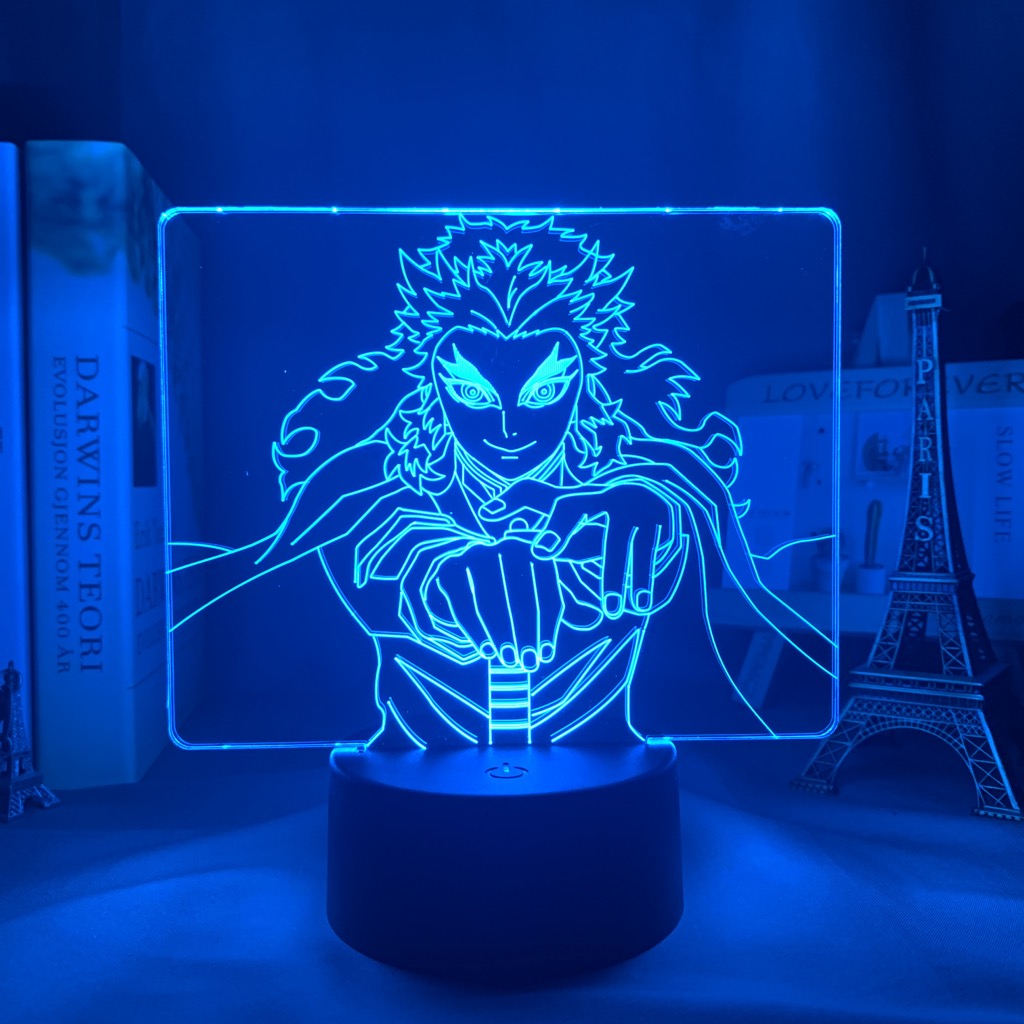 Anime Figure 3D Night Lamp Demon Slayer Kyojuro Rengoku Home Decor Children's Festival Birthday gifts USB link Charging