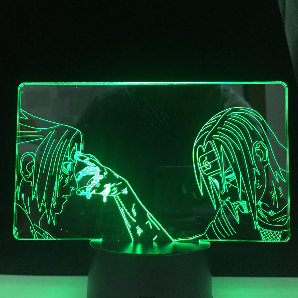 ITACHI SASUKE FOREHEAD LED ANIME LAMP 3D NARUTOThe Japanese Anime Remote Control Colors Base Atmosphere 3d Night Light Lamp