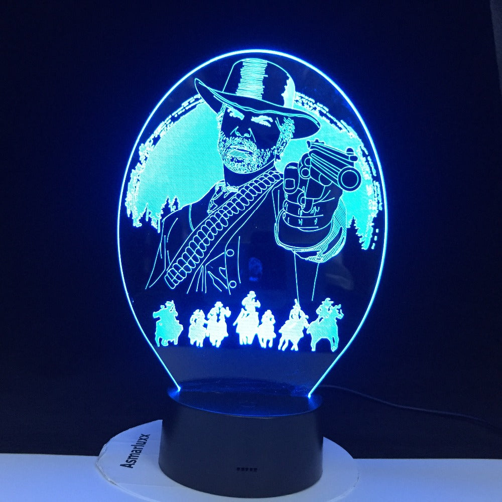 Red Dead Redemption 2 Bedroom Decor Game USB Night Light lamparas For Christmas Gift Home Decor Accessories 3D Led Lamp Dropship