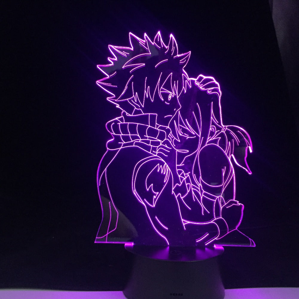 Natsu Grey and Lucy Anime Lamp Anime Fairy Tail Natsu Dragneel and Erza Scarlet Hug Night Light Led Touch Sensor Nightlight