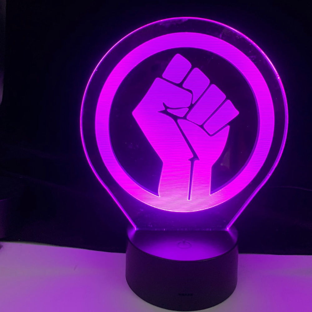 Fist Against Sign Logo Design 3d lamp for Bedroom Acrylic 3D Lamp Decor Nightlight For Labor Party Gift Dropshipping Best