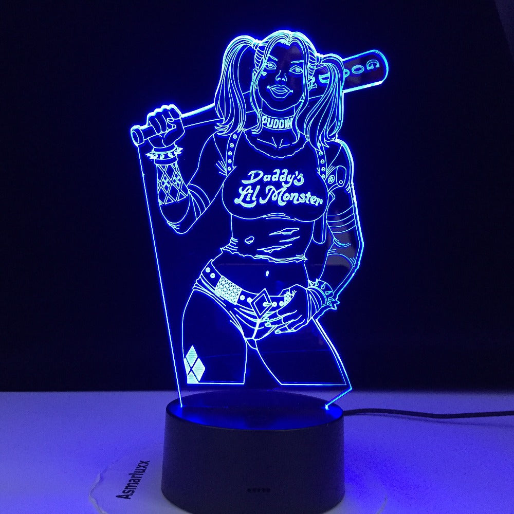 Daddy Lil Monster Comedy Gril Led Lamp Night Light 7 Colors Automatic Changing Child Lamp Bedroom Decor Light Dropshpin