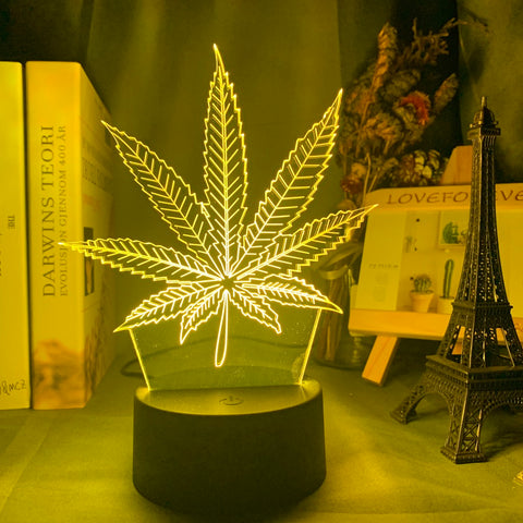 Acrylic Led Night Light Weed Usb Battery Powered Table Lamp Color Changing Touch Sensor Home Decor Light Kids Bedroom Nightlight