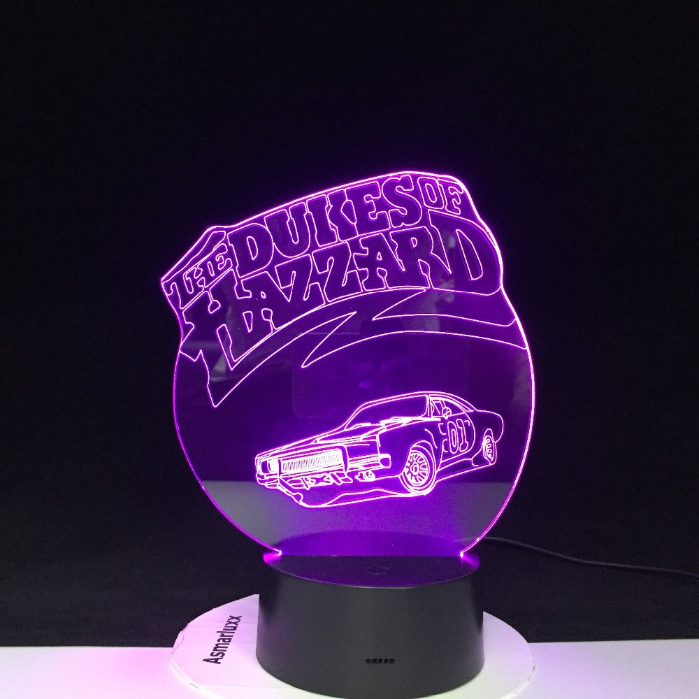 The DUKES OF HAZZARD Night Light Multi 3D Color LED RGBW Lighting Luminaria Table Kids Christmas Gift Birthday Dropship 4077
