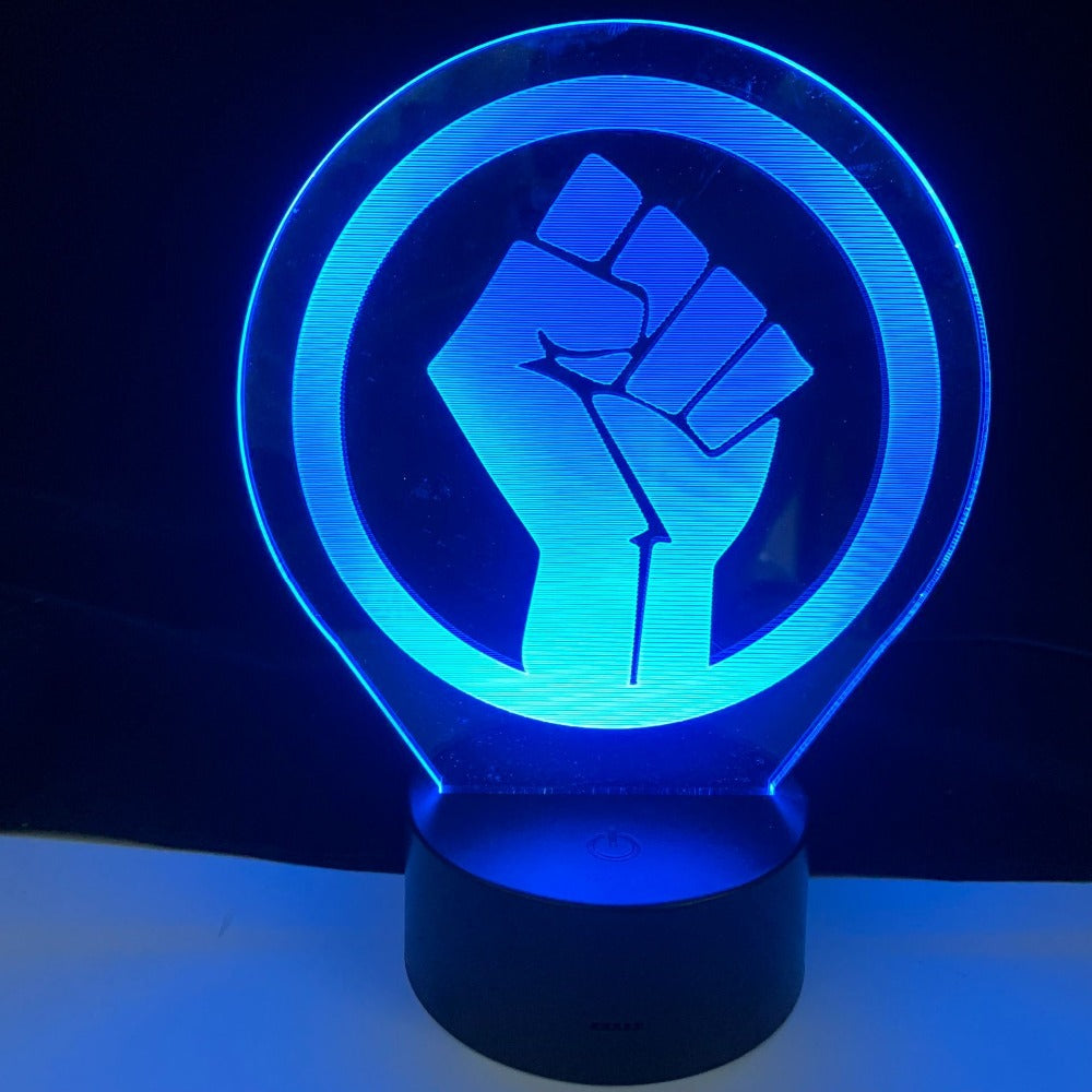 Fist Against Sign Logo Design 3d lamp for Bedroom Acrylic 3D Lamp Decor Nightlight For Labor Party Gift Dropshipping Best