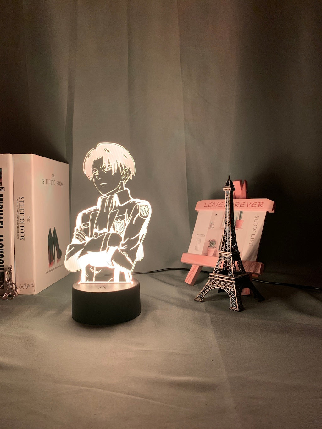 Acrylic Table Lamp Anime Attack on Titan for Home Room Decor Light Cool Kid Child Gift Captain Levi Ackerman Figure Night Light