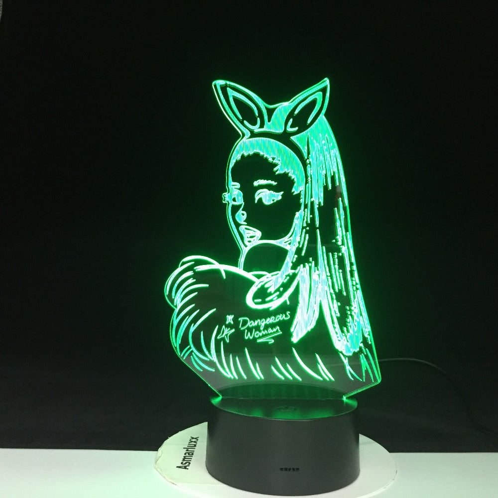 Celebrity Singer Ariana Grande Poster Cat Girl Fans Gift for Bedroom Decorative 3d Led Night Light 3d Lamp Table Nightlight 3987