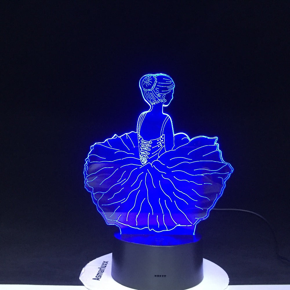 Dancing Girl Usb 3D Led Table Lamp Bedside Night Light Shape 7 Color Change Home Decoration Bedroom Sleep Lighting Gifts 1809