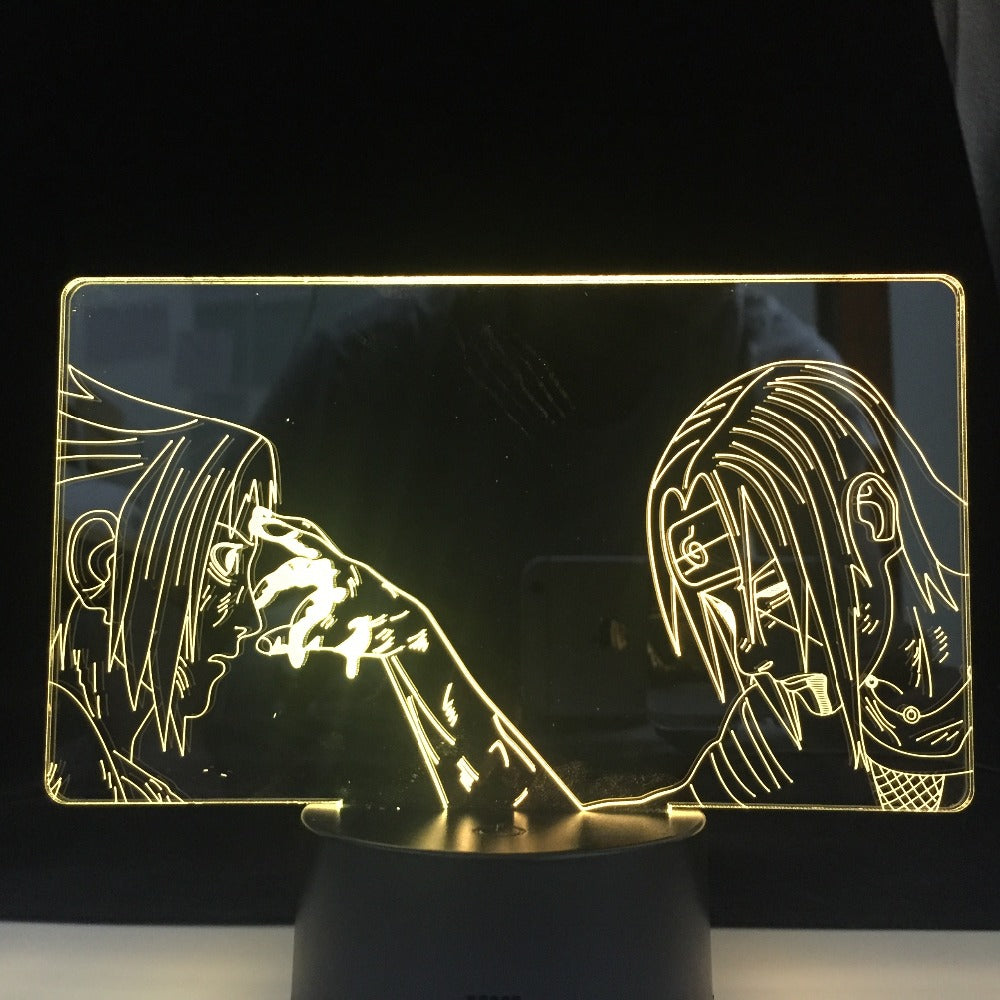 ITACHI SASUKE FOREHEAD LED ANIME LAMP 3D NARUTOThe Japanese Anime Remote Control Colors Base Atmosphere 3d Night Light Lamp