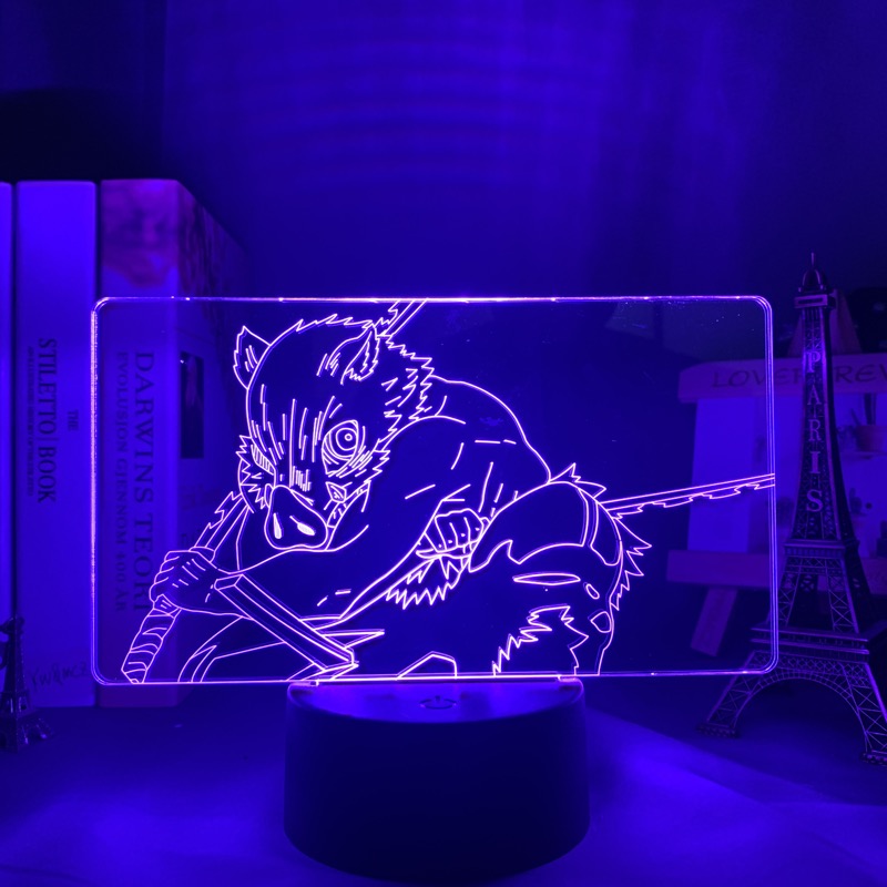 Kimetsu No Yaiba Inosuke Hashibira Small Night Light for Kids Home Decor USB link Charging Neon Lights 3D LED Lamp Anime