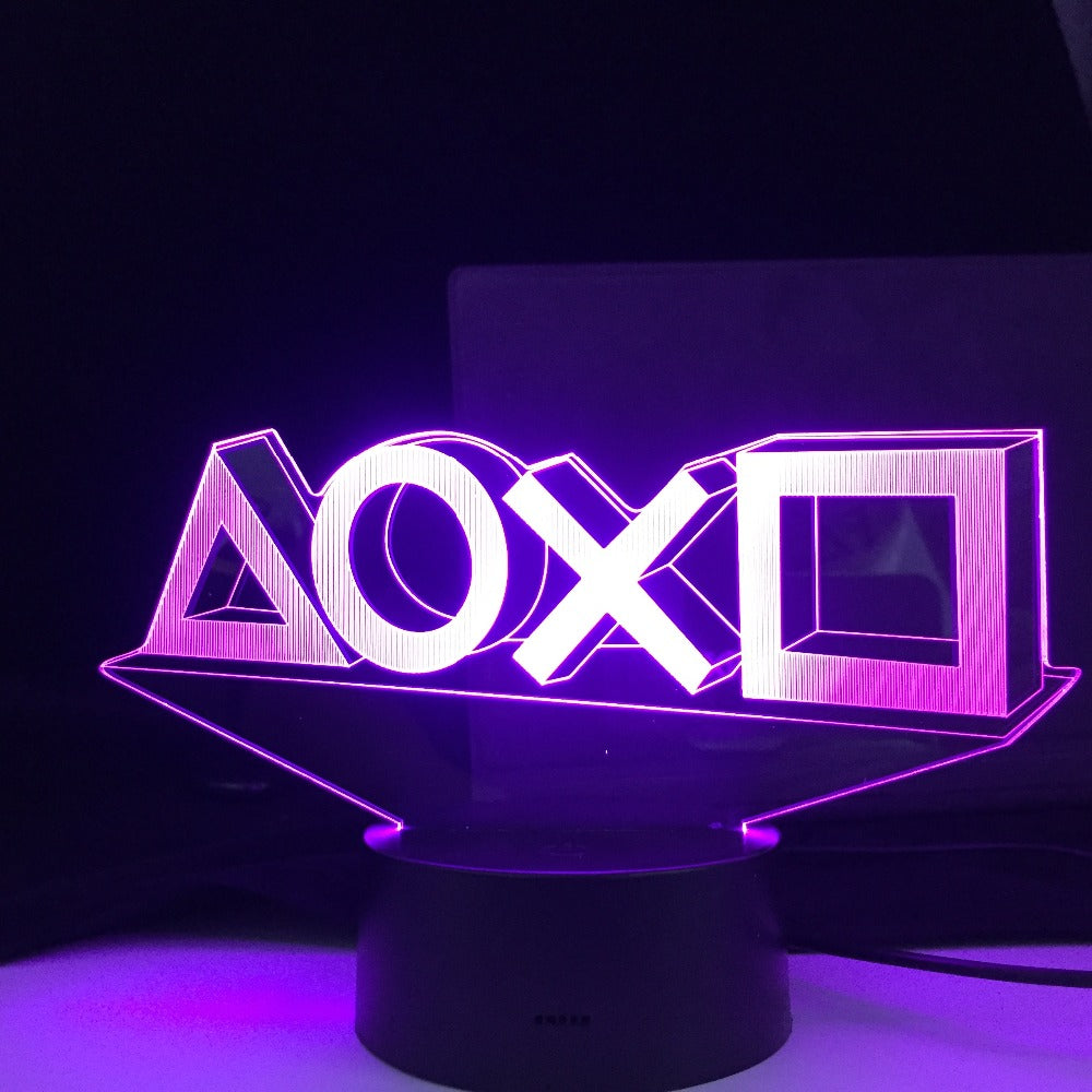 LED Upward Lighting Game Icon 3D Illusion Night Lamp Cool Gaming Room Desktop Setup Light Computer Desk Decoration Backlight