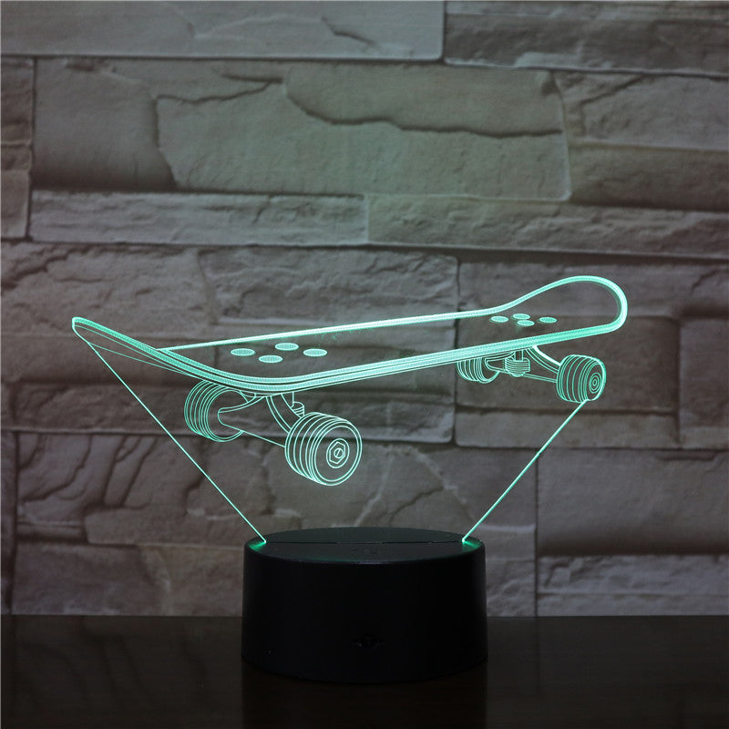 Skateboarding 3D LED Night Lamp Romantic Bedroom Table Lamp Valentines Gifts for Lovers Couples Kids Sleeping Light 3D-2195