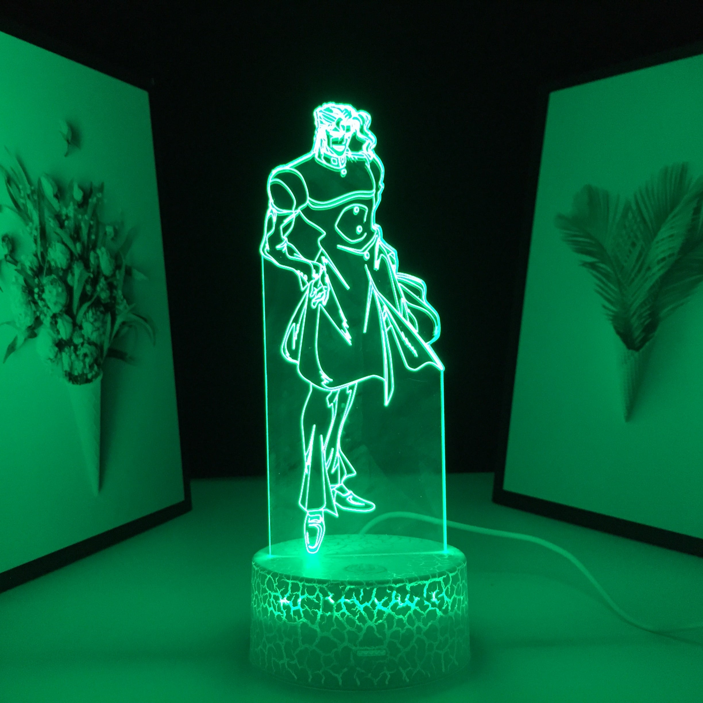 Anime JoJo Bizarre Adventure Noriaki Kakyoin 3D LED Night Light Home Bedroom Table Decoration Night Light for Children's Festival Birthday Gifts 7 Color Changes With Remote Neon Lamp