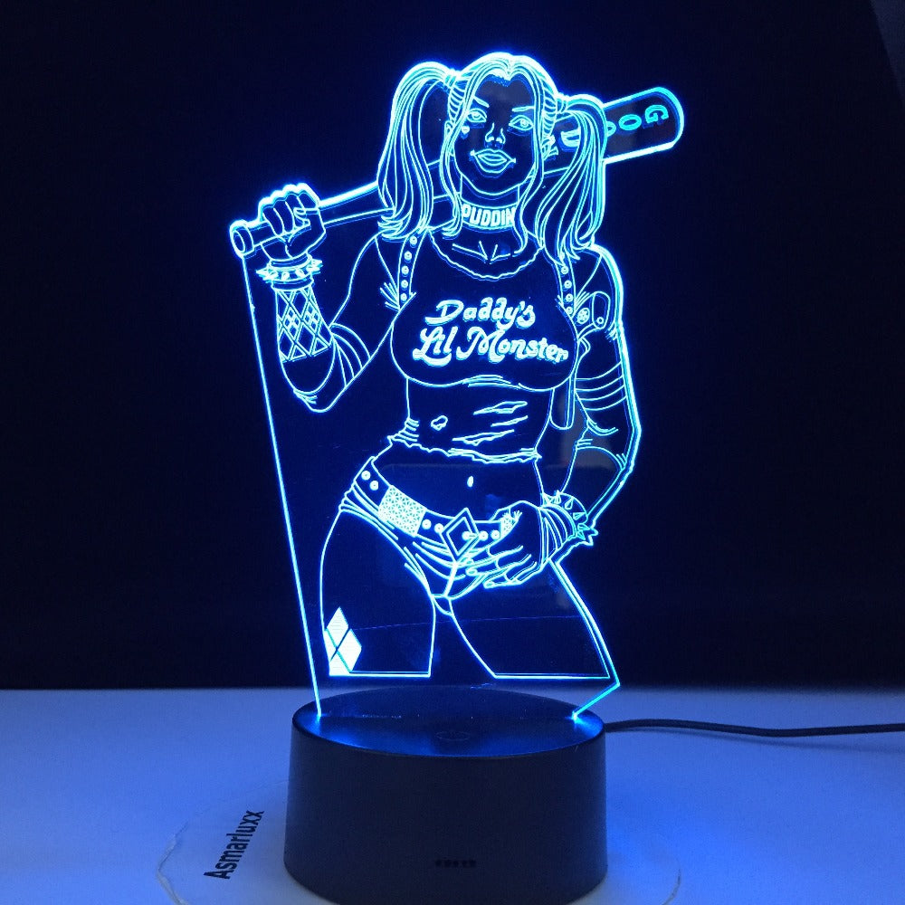 Daddy Lil Monster Comedy Gril Led Lamp Night Light 7 Colors Automatic Changing Child Lamp Bedroom Decor Light Dropshpin