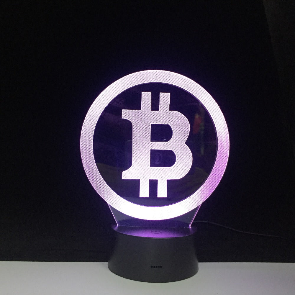Simple Bitcoin Night Light 3D LED USB RGB Table Desk Lamp Home Decor Christmas Gift Display Bulb Boy Toys Birthday Present