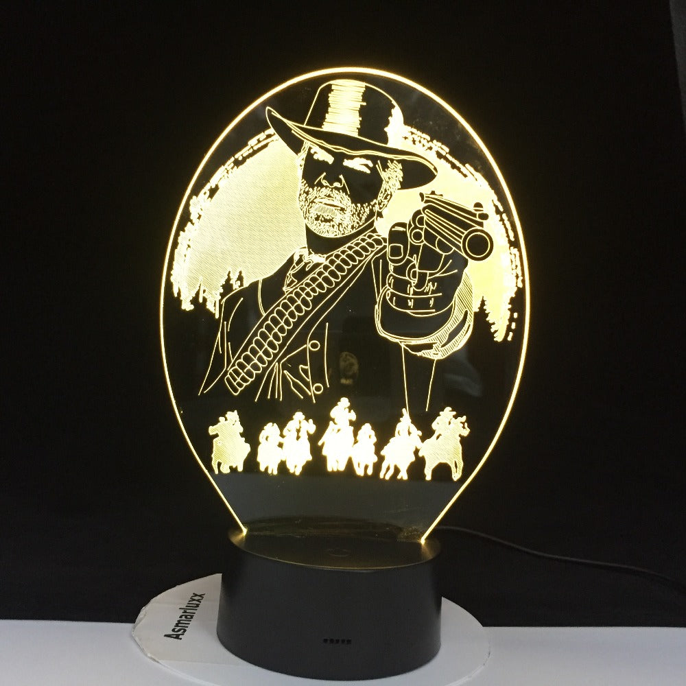 Red Dead Redemption 2 Bedroom Decor Game USB Night Light lamparas For Christmas Gift Home Decor Accessories 3D Led Lamp Dropship
