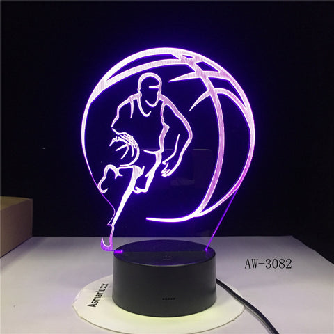 3D Basketball Sport Home Decoration LED illusion Touch 7 Color Change Lamp Bedroom Night Light Best Child Boys Man Gift AW-3082