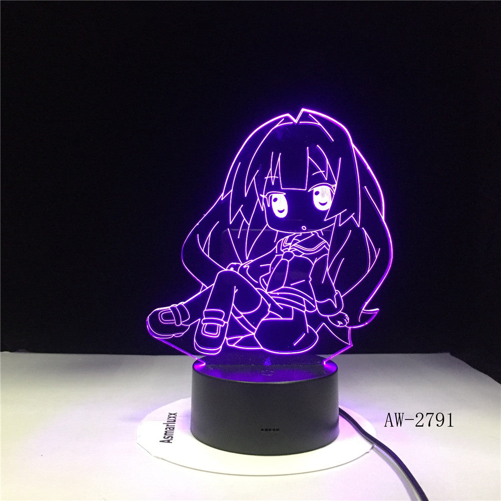 Japan Cartoon Figure Girl 3D Lamp LED USB Table Multicolor Night Light Kawaii Anime Lava RGB Lighting Luminaria Gift AW-2791