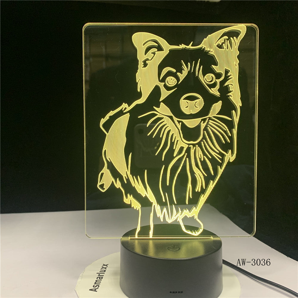 Bedside 7 Colors Changing Shepherd Modelling Desk Lamp Led 3D Dog Night Light Lampara Decor Usb Baby Sleep Lighting Gift aw-3036