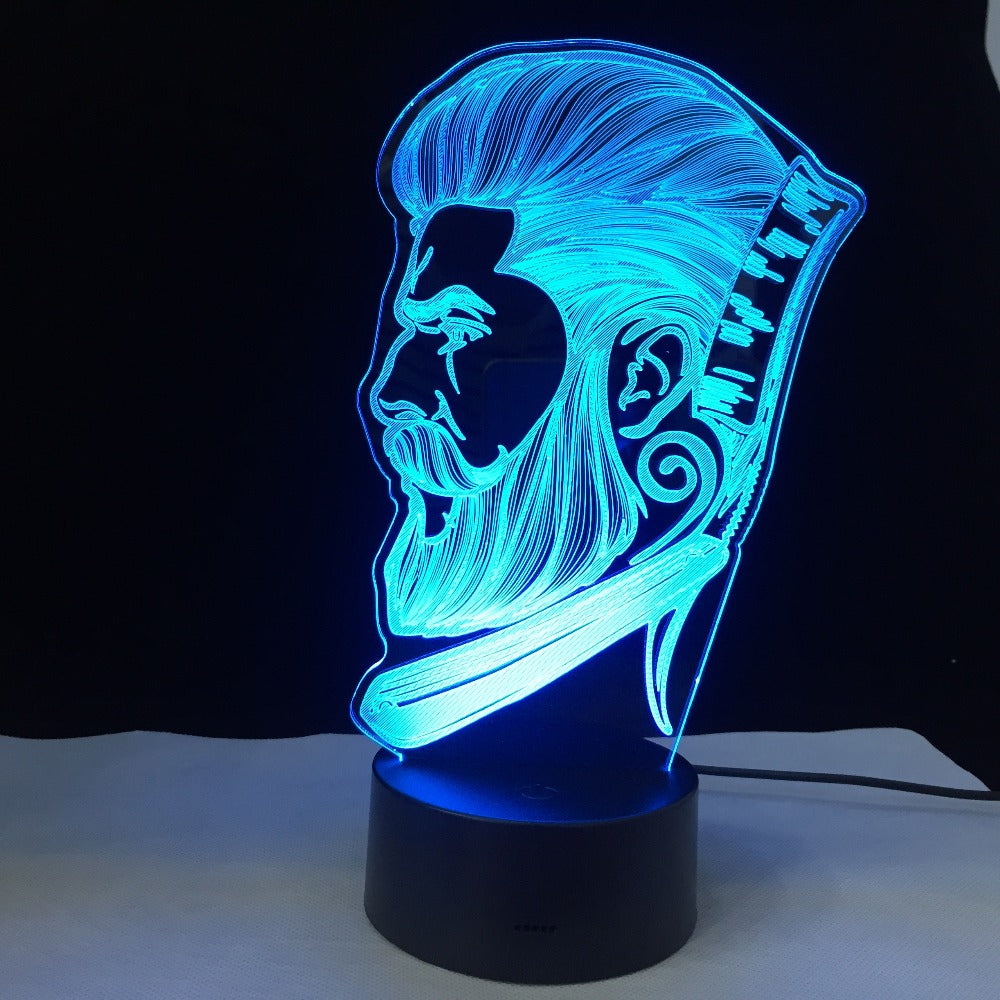 Beauty Salon Hairdresser Store Sign Barber Shop Business 3D LED Night Lamp Creative Night Lamp Optical illusion Table Light