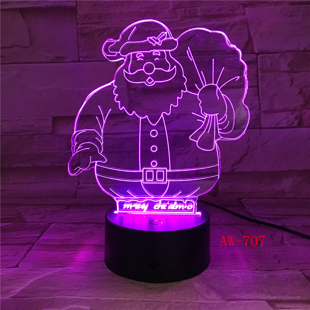 Christmas Gift 3D illusion Lamp Snowman with Coat Design LED Night Light for Children Living Room Lights Table Lamp AW-707