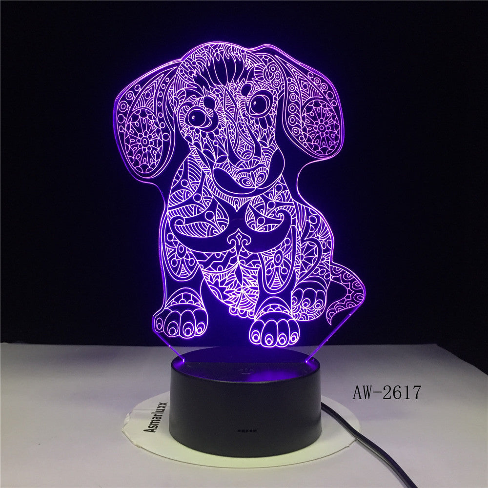 3D LED NightLight Bulldog Poodle Jack Russell Terrier Rottweiler Afghan Hound Basset Hound Dobermann Labrador Retriever AW-2617