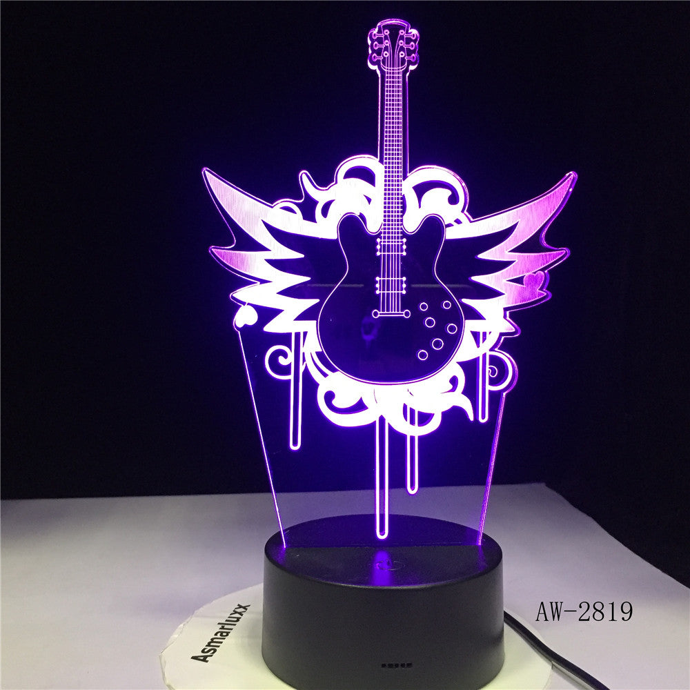Rock Music Guitar Fly Bass 3D LED LAMP NIGHT LIGHT for Musicians Home Table Decoration Birthday Christmas Present Gift AW-2819