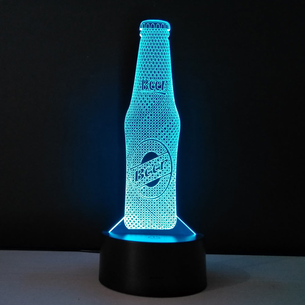 Beer Bottle Remote Control LED USB 3D Night Light 7 Colors Changing illusion Table Lamp Baby Sleeping Sensor light Drop Shipping