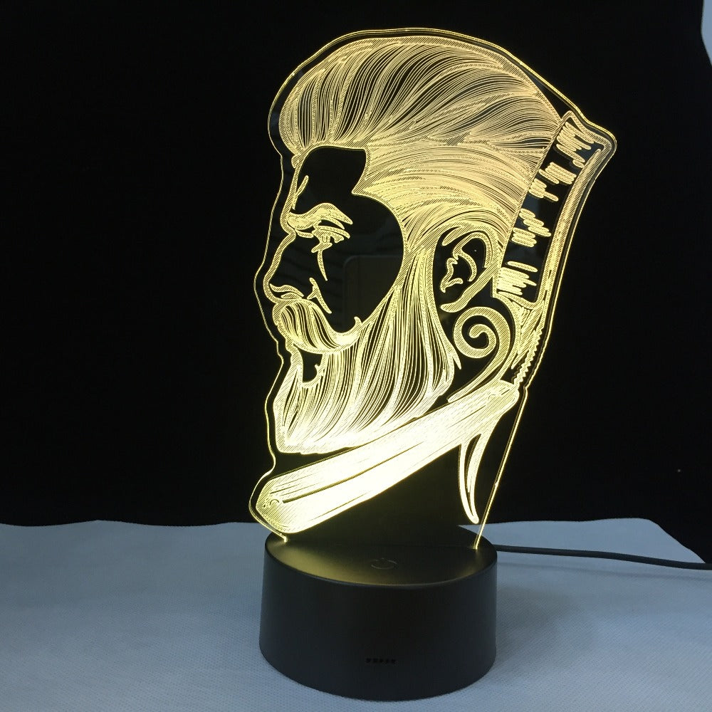 Beauty Salon Hairdresser Store Sign Barber Shop Business 3D LED Night Lamp Creative Night Lamp Optical illusion Table Light