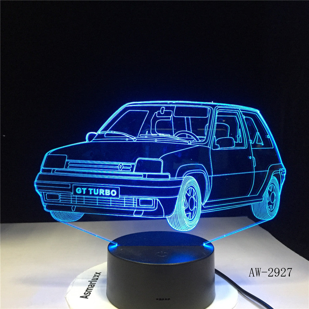 GT Turbo Touch USB Indoor Lighting Car Shape Small Night Light Novelty led 3D Visual Night Light 7 Colors Desk Lamp AW-2927