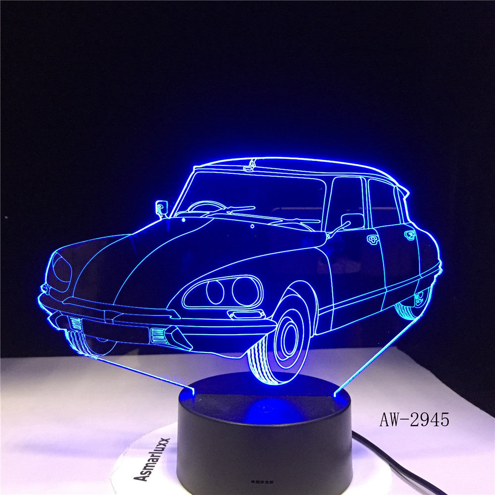 Acrylic Sports Car Design 3d Gift Lamp Led Colorful Touch Remote Control Usb 3d Night Light 7 Colors Change Kids Lamp AW-2945
