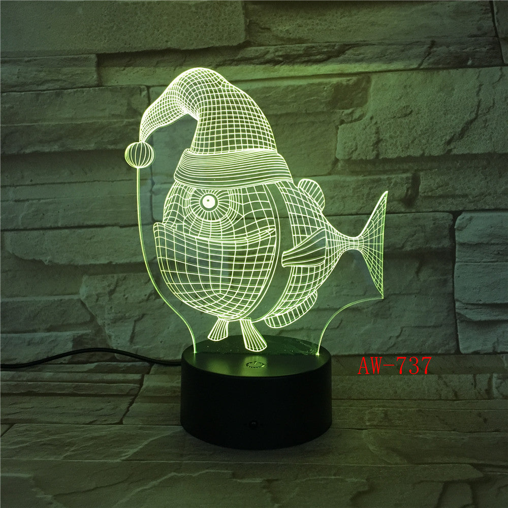 7 Color luminous 3D Led Lamp USB Bedside Baby Sleep Christmas Hat Fish shape NightLight Amazing Gift For Kids Desk Lamp AW-737