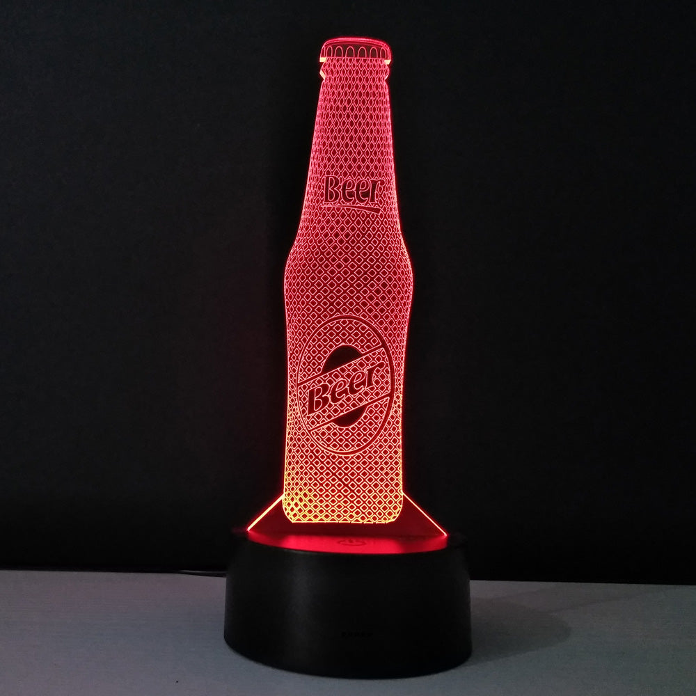 Beer Bottle Remote Control LED USB 3D Night Light 7 Colors Changing illusion Table Lamp Baby Sleeping Sensor light Drop Shipping