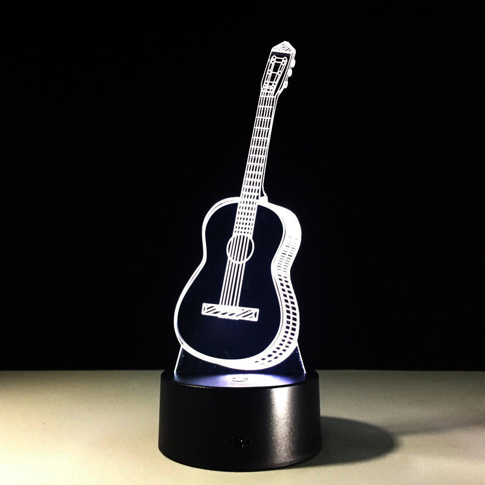Electric Guitar 3D LED Lamp 7 Colorful USB Table Lamp Baby Sleeping Night Light Music Touch Remote Control Kids Gifts Drop Ship