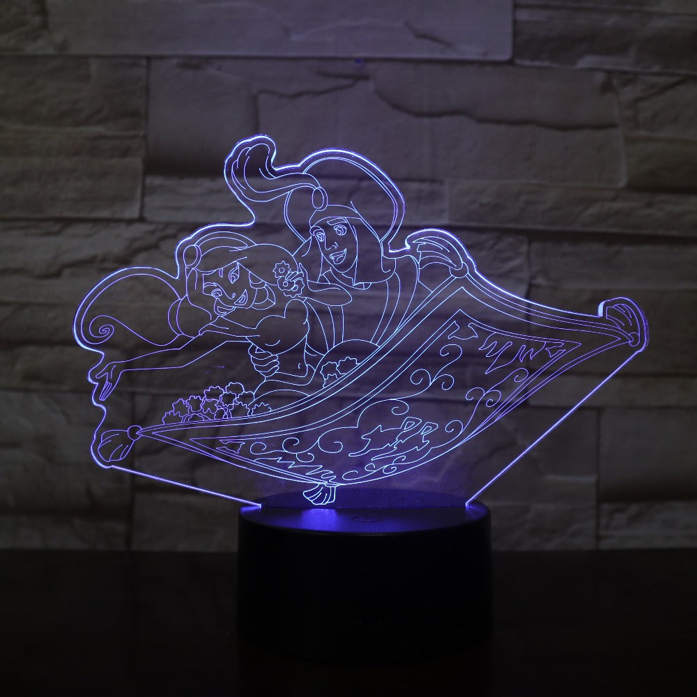Aladdin Prince Princess Jasminess 3d Led Lamp Office Room Decoration Girl Kids Bedroom Nightlight Child Birthday Night Light