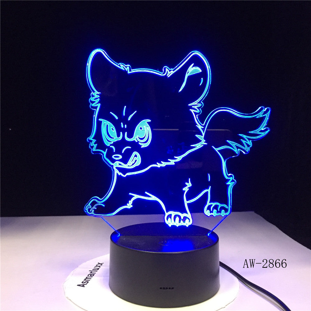 Angry Dog Family Usb Night Lights Home Decor Bedside Kids Gifts Desk Lamp 3D Led Luminous Novelty 7 Colors Changing AW-2866