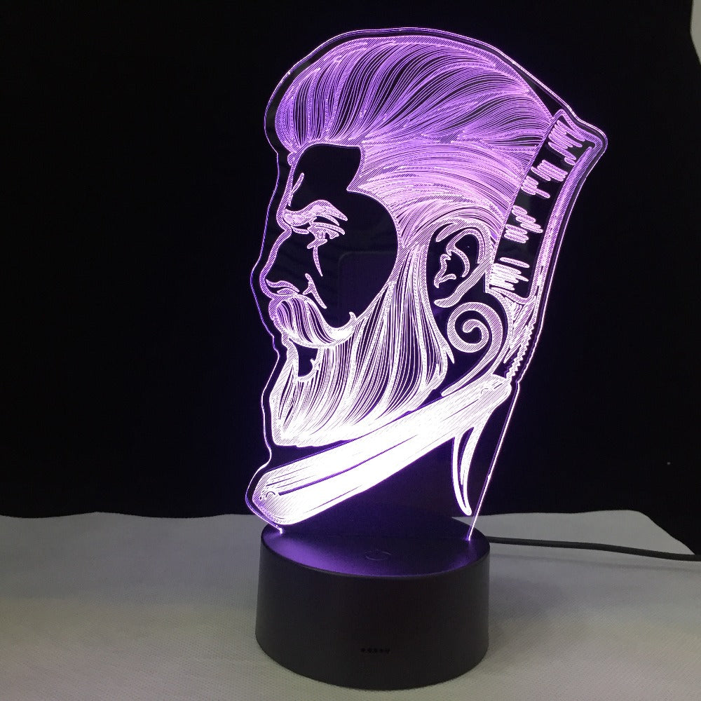 Beauty Salon Hairdresser Store Sign Barber Shop Business 3D LED Night Lamp Creative Night Lamp Optical illusion Table Light