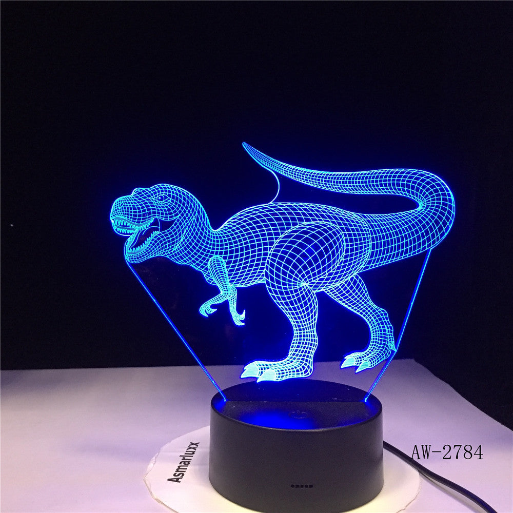 New 3D Illusion Led Lamp Dinosaur 7 Color Led Bulb Decoration Animal Night Light Nightlight Table Lamp Boys Gifts AW-2784